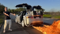 Back To The Future Tesla Spits Fire