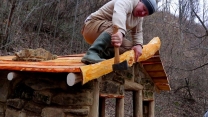 Man Builds House with STONES and LOGS in the Mountain 