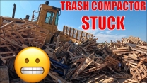 Wood Recycling Chaos... Trash Compactor Gets Stuck!