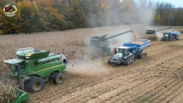 Big Time Corn Harvesting with 3 John Deere Combines