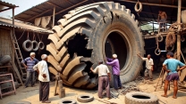 Hard working Craftsman Repairing big Caterpillar Loader Tire | Amazing Process |