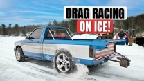 Drag Racing ON ICE with HomeMade Studded Tires (3,000 screws PER TIRE!)