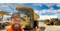 Hitting the road, hauling a Cat772 rock truck