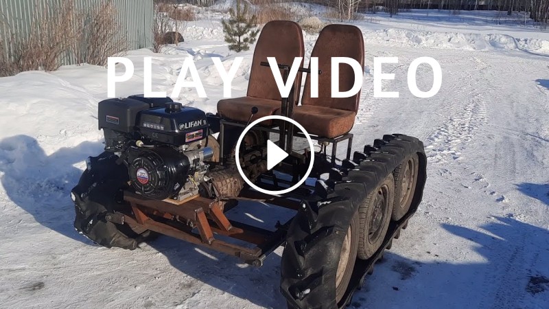Tracked vehicle made from an old tractor tire. Full version.